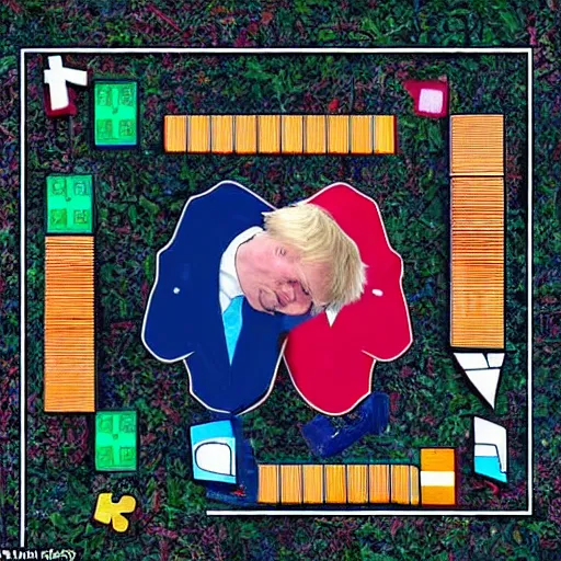 Prompt: Then i found myself in a game of Tetris Pieces landing on top of me I tried to escape, but i couldn't move Boris Johnson was watching me