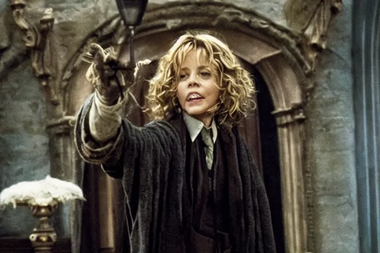 Image similar to film still Meg Ryan as Minerva McGonagall in Harry Potter movie