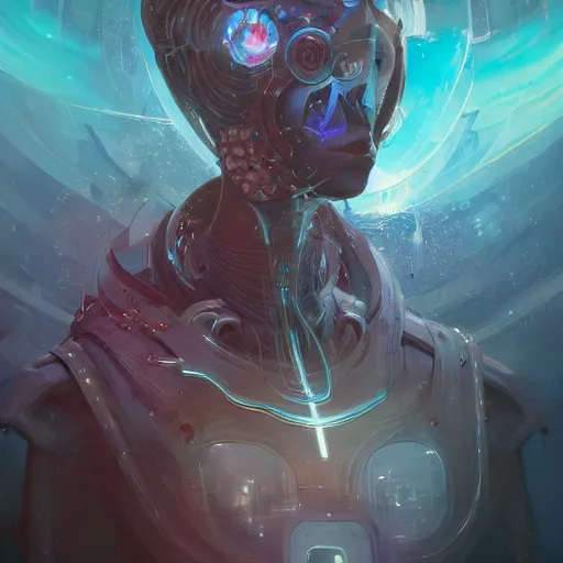 Image similar to portrait of a beautiful cybernetic mage, cyberpunk concept art by pete mohrbacher and seb mckinnon and beksinski and josan gonzales, digital art, highly detailed, intricate, sci-fi, sharp focus, Trending on Artstation HQ, deviantart, unreal engine 5, 4K UHD image