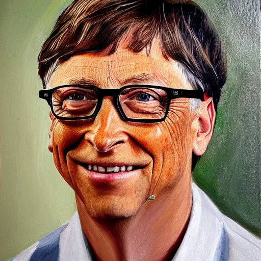 Image similar to Bill Gates as The Girl with an earring, oil portrait