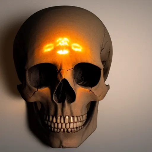 Image similar to real human skull with digital light eyes