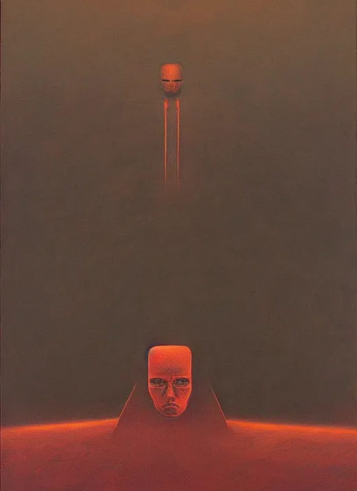 Image similar to A painting in a style of Beksinski featuring Elon Musk. Very detailed, symmetry