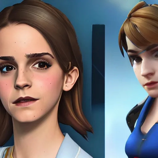 Image similar to Emma Watson screenshot from overwatch