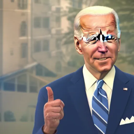 Prompt: joe biden optical illusion, movie still, cinematic lighting