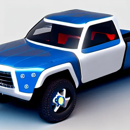 Prompt: futuristic pickup truck made by ferrari, photorealistic, 3D