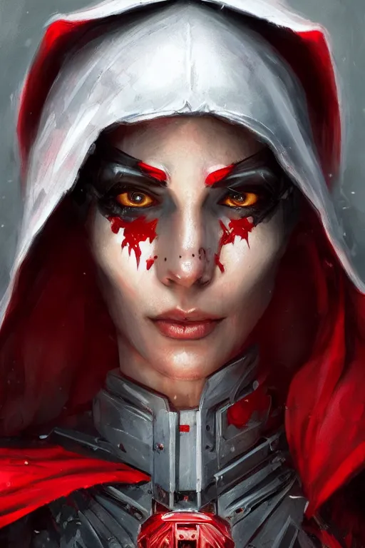 Image similar to cyborg red riding hood, d & d, fantasy, portrait, highly detailed, headshot, digital painting, trending on artstation, concept art, sharp focus, illustration, art by artgerm and greg rutkowski and magali villeneuve