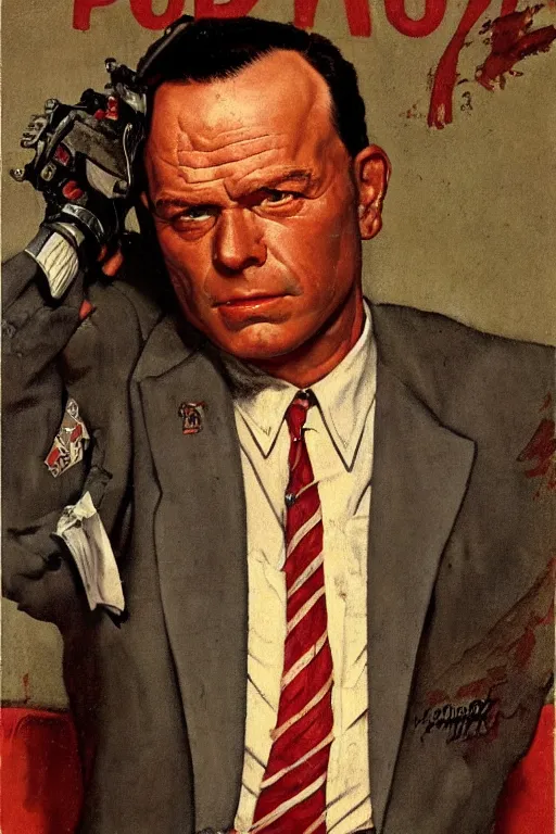 Image similar to Butch Coolidge from Pulp Fiction painted by Norman Rockwell