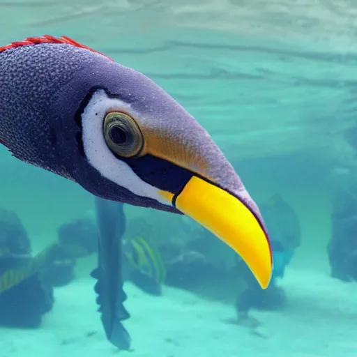 Image similar to photo of a fish in the ocean that looks like a toucan