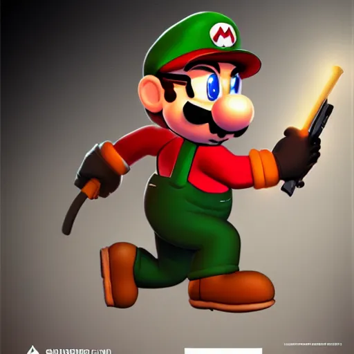 Image similar to gordon freeman as super mario, hd shot, concept art, artstation