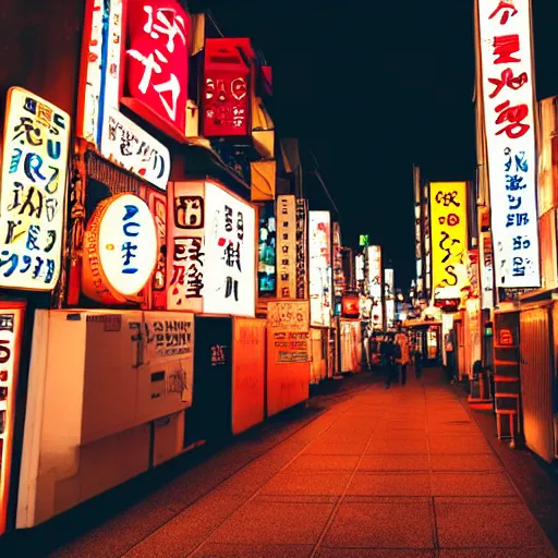 Image similar to late night wandering in tokyo, neon, nighttime