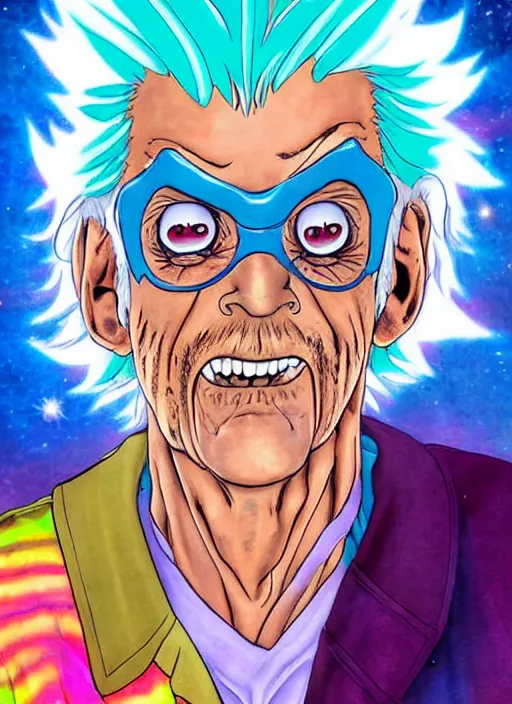 Image similar to Christopher Lloyd as Rick Sanchez by Noriyoshi Ohrai and Lisa Frank