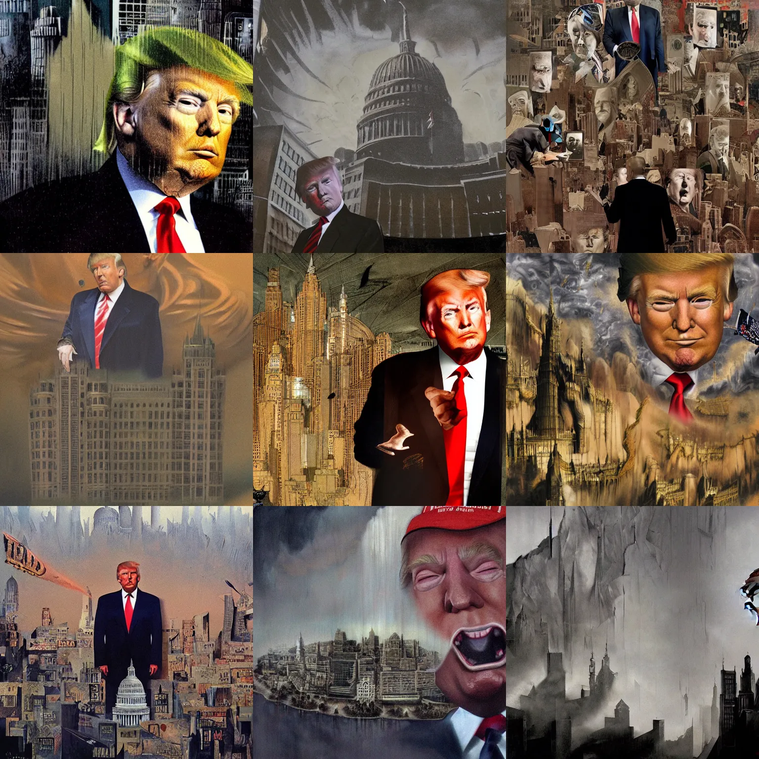 Prompt: donald trump, insanely detailed matte painting, by dave mckean, masterpiece