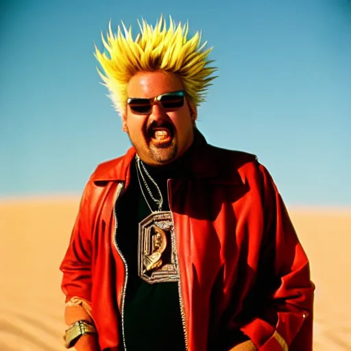 Prompt: Guy Fieri in Dune, Arrakis, photo still, cinematic, cinestill 400t film