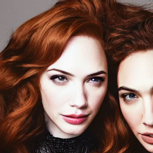 Image similar to portrait of christina hendricks and gal gadot and kate upton hybrid by mario testino, headshot, detailed, award winning, sony a 7 r