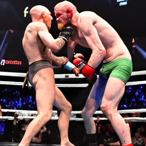 Image similar to gollum wrestling with conor mcgregor