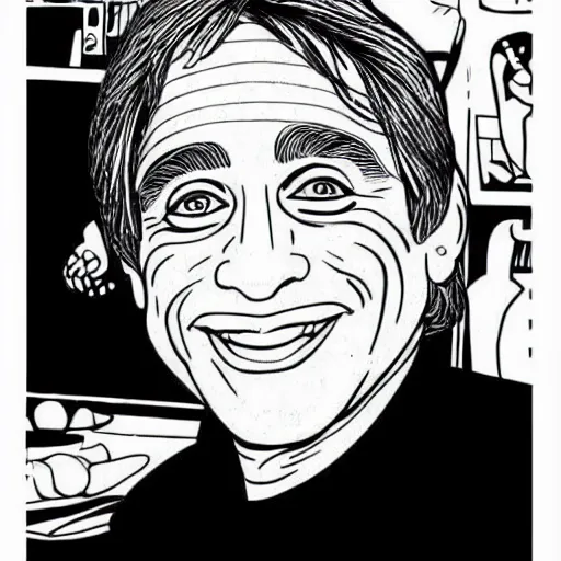 Prompt: Tony Danza coloring book page, black and white