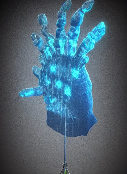 Image similar to hand cloud wands arcana tarot card outsider art 3 d render octane unreal