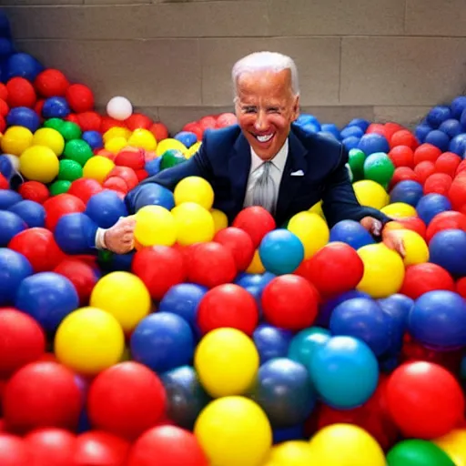 Image similar to joe biden playing in a ball pit