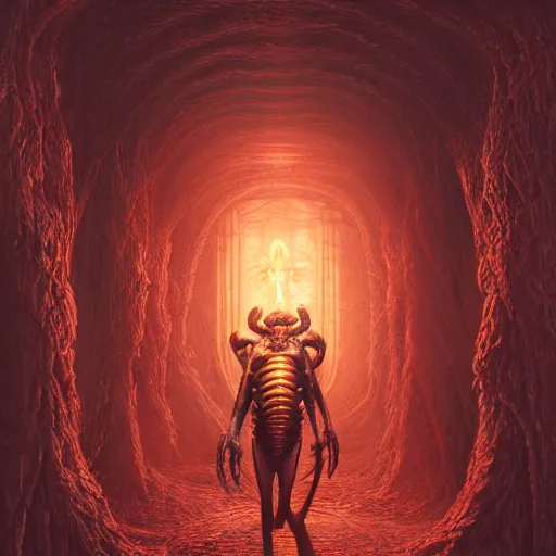 Image similar to photorealistic demonic xenomorph in the style of michael whelan and gustave dore. hyperdetailed photorealism by greg rutkowski. 1 0 8 megapixels, 3 d finalrender, cinematic lighting