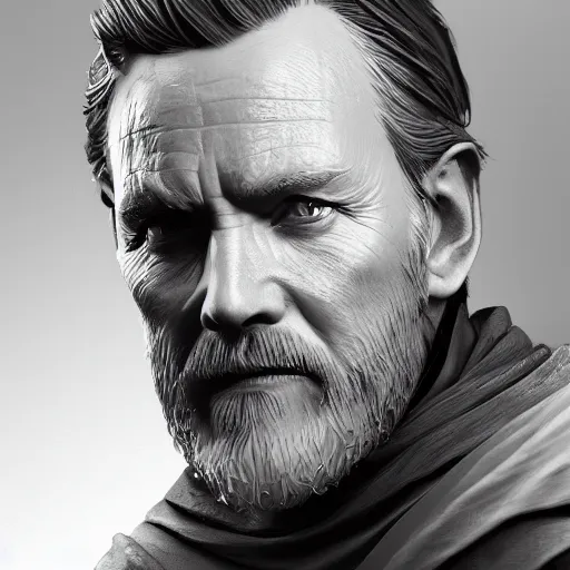 Prompt: sith lord obi wan kenobi, au naturel, hyper detailed, digital art, trending in artstation, cinematic lighting, studio quality, smooth render, unreal engine 5 rendered, octane rendered, art style by klimt and nixeu and ian sprigger and wlop and krenz cushart