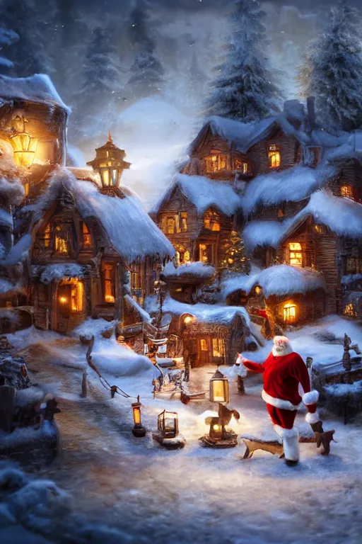 Prompt: Santa's workshop, dramatic lighting, cinematic, establishing shot, extremely high detail, foto realistic, cinematic lighting, post processed, concept art, high details, cinematic, 8k resolution, beautiful detailed, photorealistic, digital painting, artstation, concept art, smooth, sharp focus, artstation trending, octane render, unreal engine