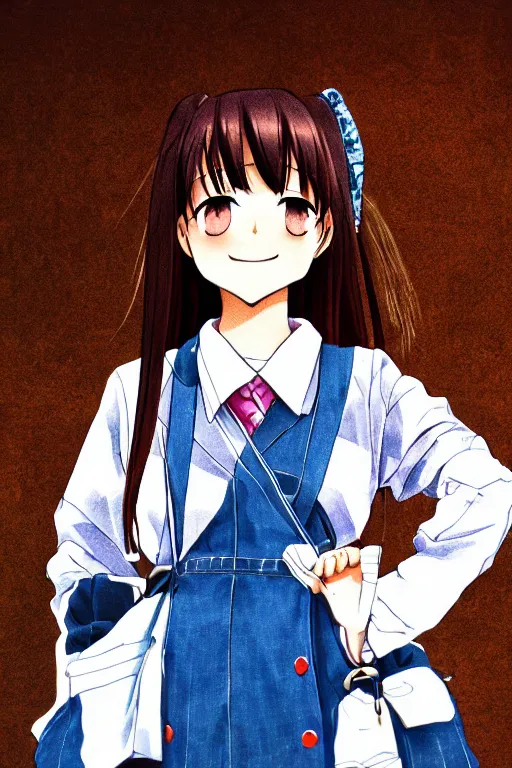 Prompt: high detail portrait of japanese manga high school girl, jump, sunday, hakusensha
