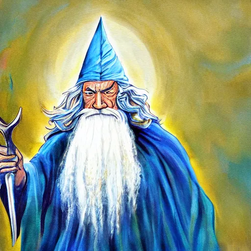 Image similar to gandalf as deity, painting