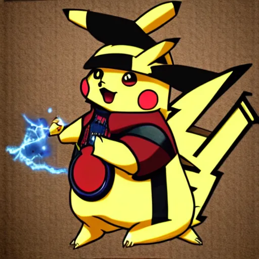 Prompt: Pikachu fighting a robot, steampunk art style, highly detailed, hyper realistic