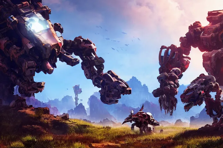 Image similar to burrower machine mecha animal beast robot of horizon forbidden west horizon zero dawn bioluminiscence global illumination ray tracing hdr fanart arstation by sung choi and eric pfeiffer and gabriel garza and casper konefal