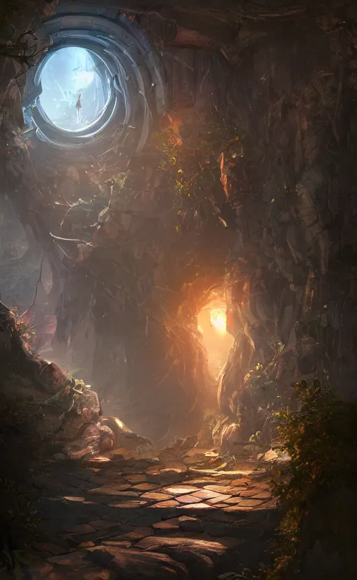 Image similar to a portal to another dimension, dynamic lighting, photorealistic fantasy concept art, trending on art station, stunning visuals, creative, cinematic, ultra detailed