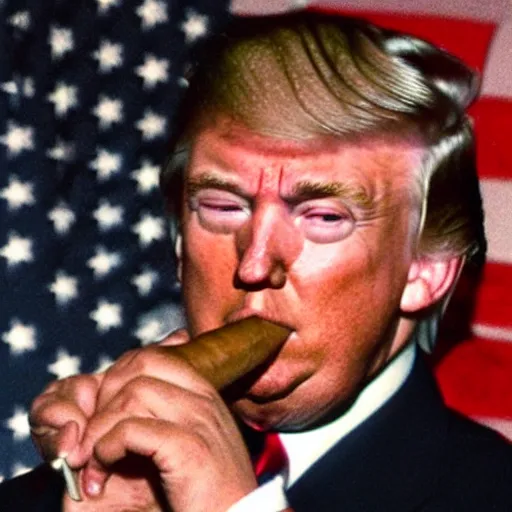 Prompt: a photo of donald trump smoking a cigar, award winning photograph