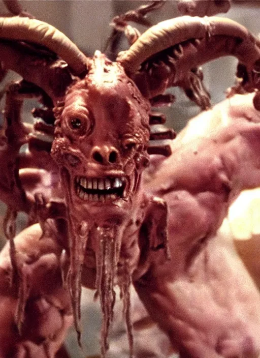 Image similar to horror practical fx of an android minotaur crushing by ridley scott and david cronenberg 1 9 7 0