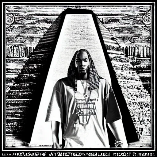 Image similar to pyramid of giza with snoop dogg head