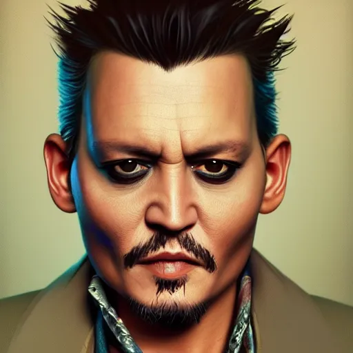 Prompt: johnny depp made of chip dip, ultra high detailed, oil painting, greg rutkowski, charlie bowater, yuumei, yanjun cheng, unreal 5, daz, hyperrealistic, octane render, rpg portrait, dynamic lighting