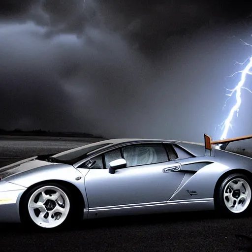Prompt: x-ray photo Lamborghini car get hit by Lightning strike,