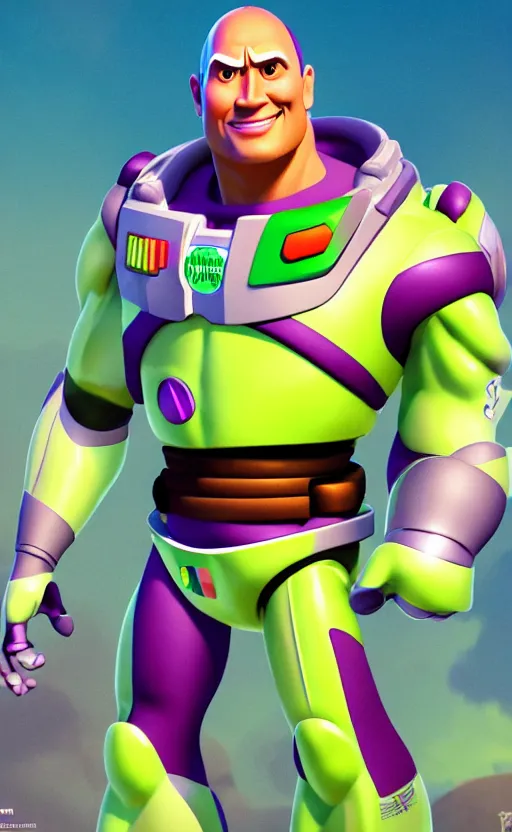 Image similar to dwayne johnson as buzz lightyear, dynamic lighting, photorealistic fantasy concept art, trending on art station, stunning visuals, creative, cinematic, ultra detailed