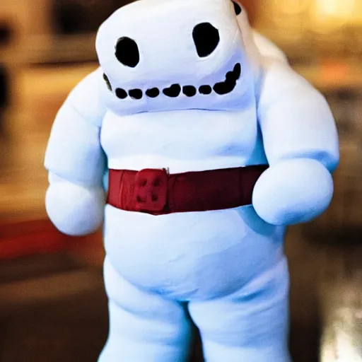 Prompt: blurry photo of the stay puft marshmallow man