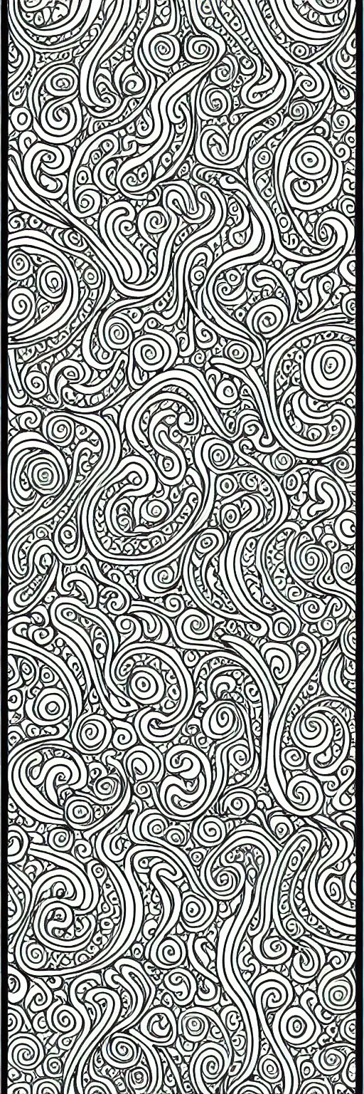 Image similar to black and white fractals, outline, intricate, coloring page, white background
