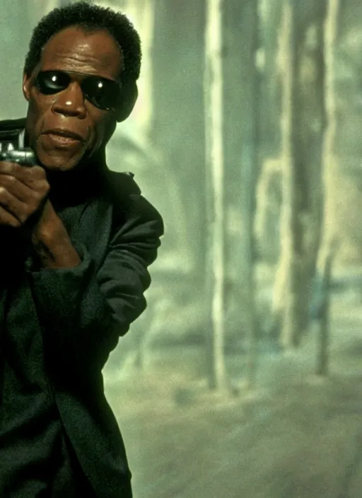 Image similar to film still of Danny Glover as Morpheus in The Matrix, 4k