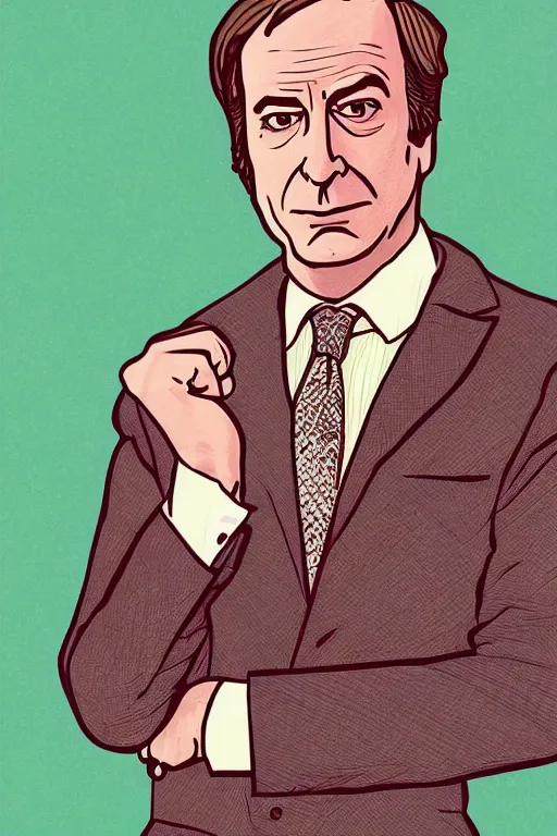 Image similar to an illustration of saul goodman in the style of mary grandpre, beautiful intricately detailed, hd