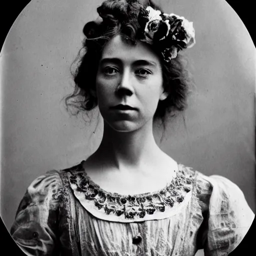 Prompt: victorian photograph of vanessa kirby, 1 8 9 0 s photography, 1 9 0 0, realistic face, symmetrical face, studio photograph, grainy, edwardian, old photo