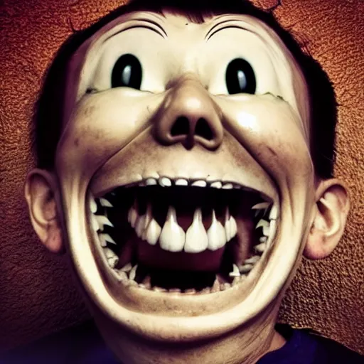 Image similar to grinning 😀 grin smile large smile big smile grin teeth open wide scary horror