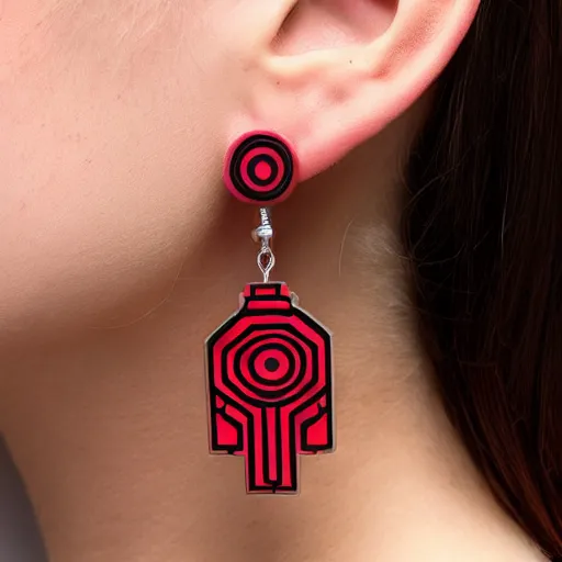 Prompt: segmented 2d laser cut earrings, doctor who