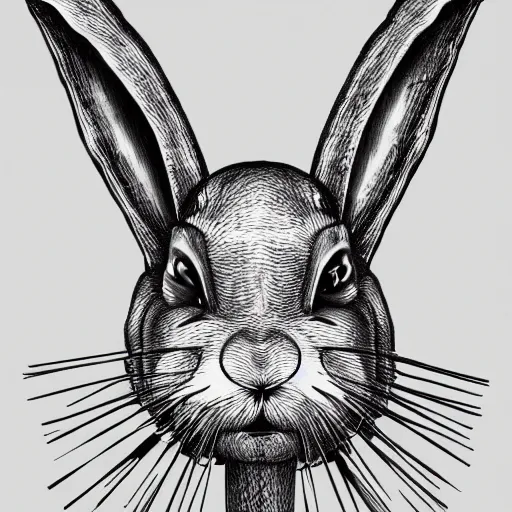 Image similar to a rabbit in the style of hr giger