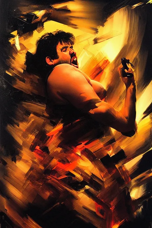 Prompt: no negative space uhd hyperrealistic photorealisitc hyperdetailed detailed jontron screaming, motion lines!!!! sparks flying!!! motion blur!! with sparking circuits, studio lighting, by phil hale!!!! goya!!! ayami kojima amano karol bak, greg hildebrandt and mark brooks