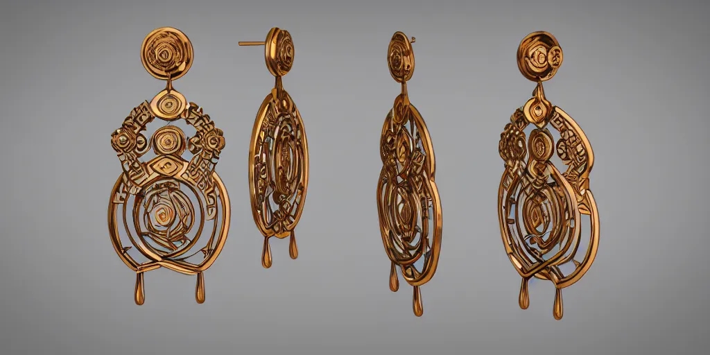 Image similar to earring design, jewelry design, wood, nordic, art deco, intricate, elegant, material, product design, trending on artstation, cgsociety, photo realistic, design by ziva cph and isabel lennse and kalevala, 8 k, unreal engine, c 4 d