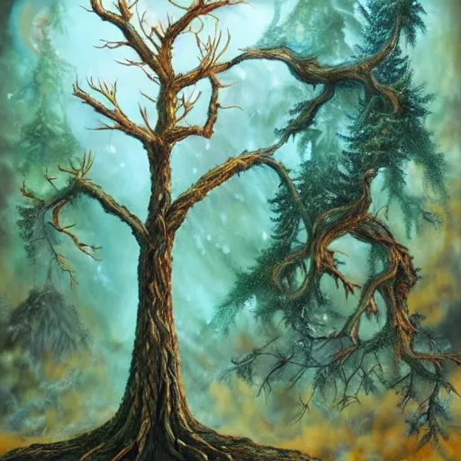 Prompt: A 31 year old tree, fantasy painting, lots of detail