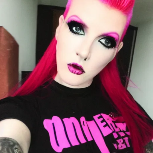 Image similar to jeffree star 2 0 0 0 s selfie with pink red hair