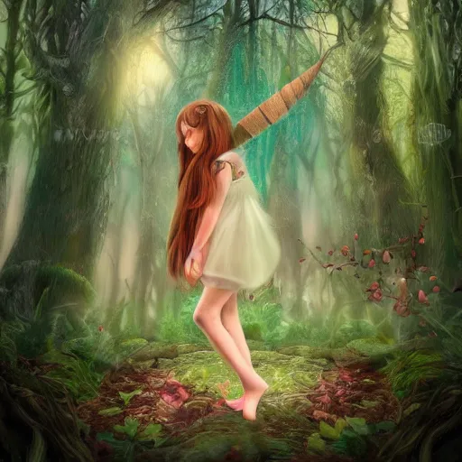 Image similar to ancient ritual in a magical forest, forest child girl, fantasy, artwork, digital art