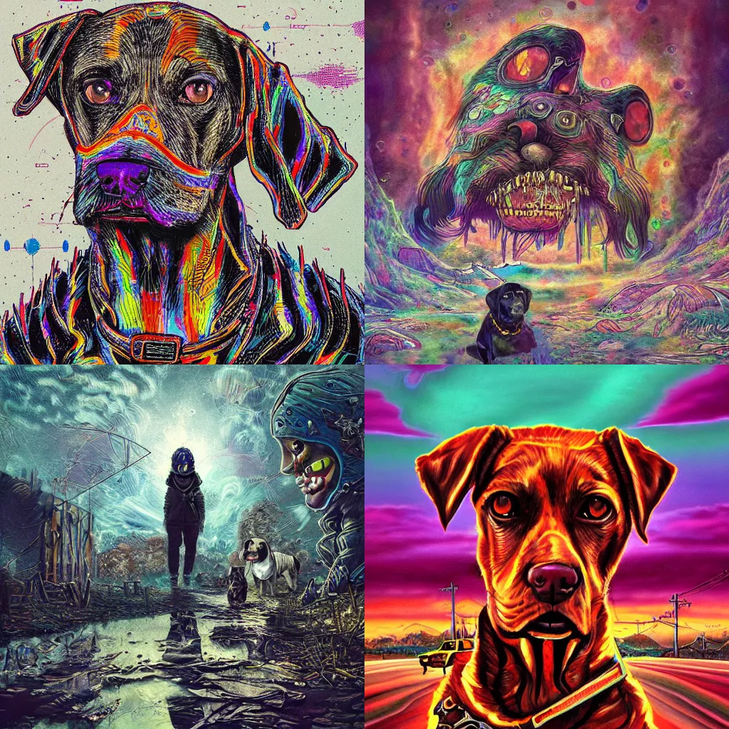 Prompt: stop negating the dog!, post - apocalyptic, depressing, psychedelic void art, detailed, trending on artstation